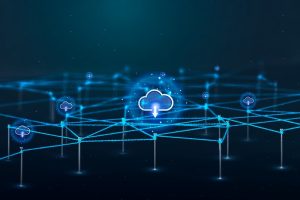 ilustração cloud comuting e pontos interligados
