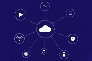 Ilustração Cloud com icones tecnologicos