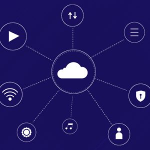 Ilustração Cloud com icones tecnologicos